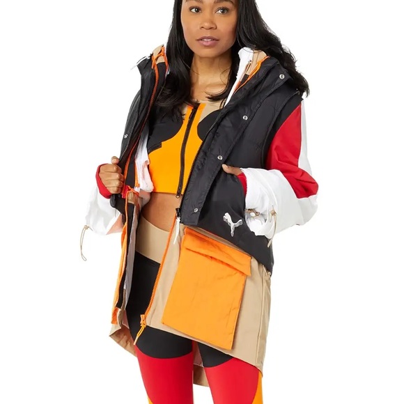 NEW WITH TAGS PUMA High Court Quad Basketball Jacket Womens XL Orange Black - Picture 5 of 8